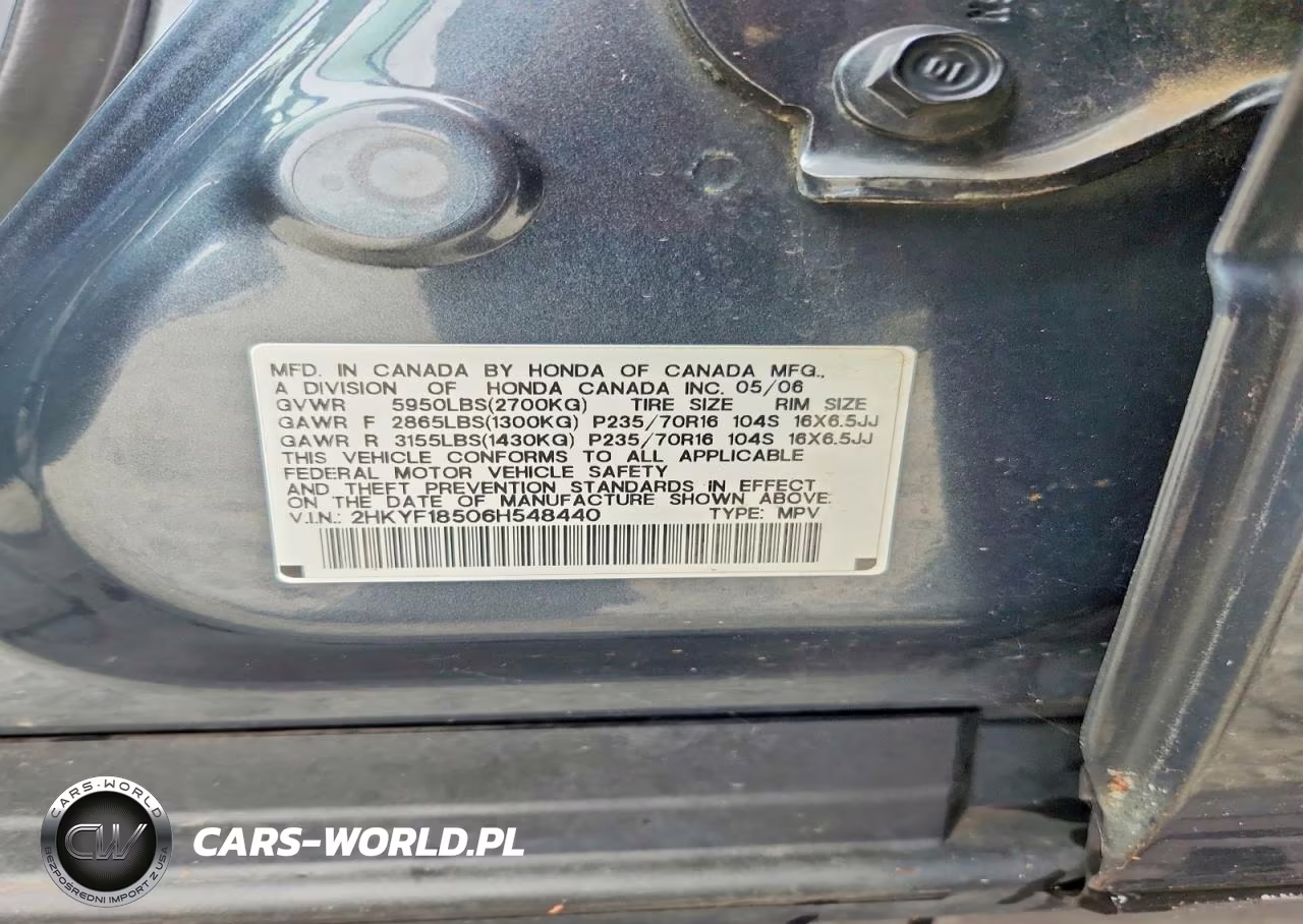 2006 Honda Pilot VIN:2HKYF18506H548440 - 13