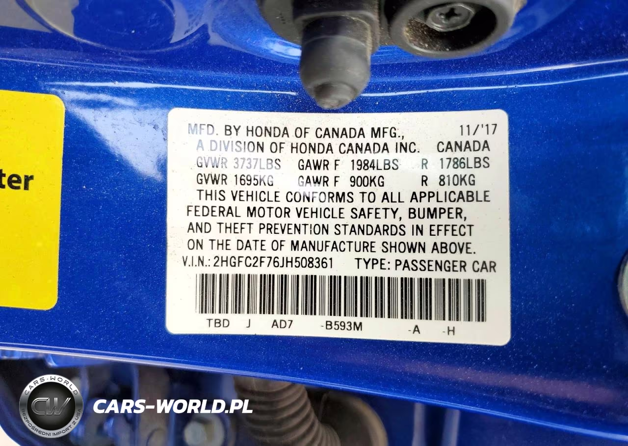 2018 Honda Civic Ex VIN:2HGFC2F76JH508361 - 12