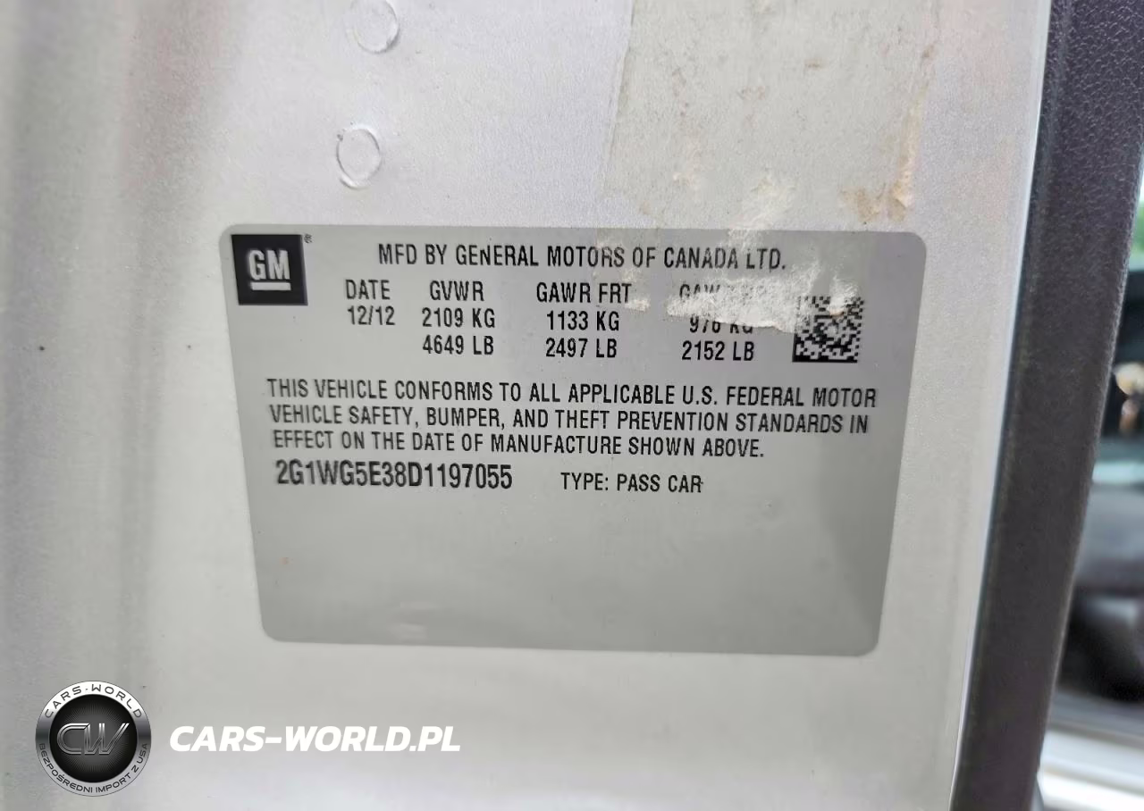 2013 Chevrolet Impala Lt VIN:2G1WG5E38D1197055 - 12