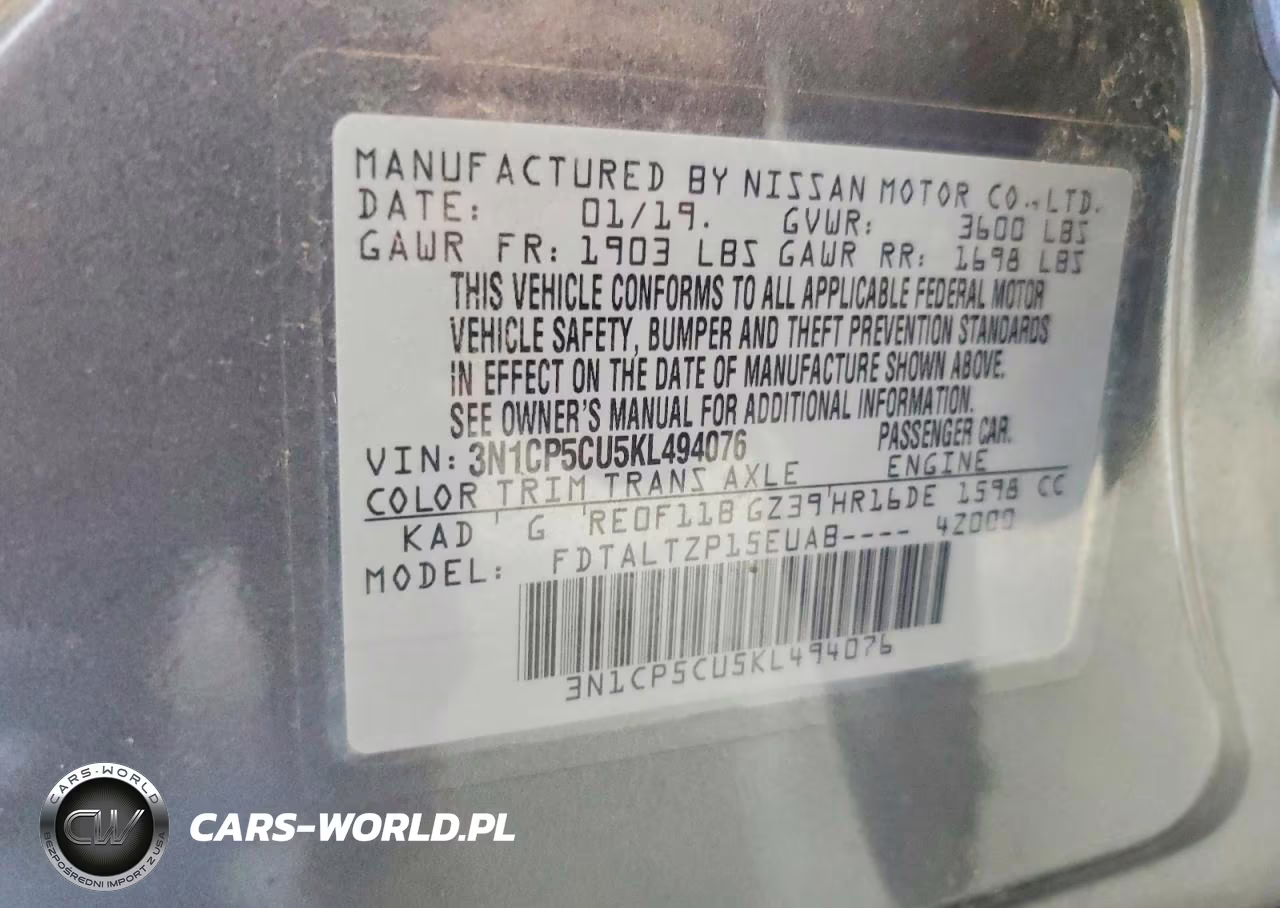2019 Nissan Kicks Sr VIN:3N1CP5CU5KL494076 - 13