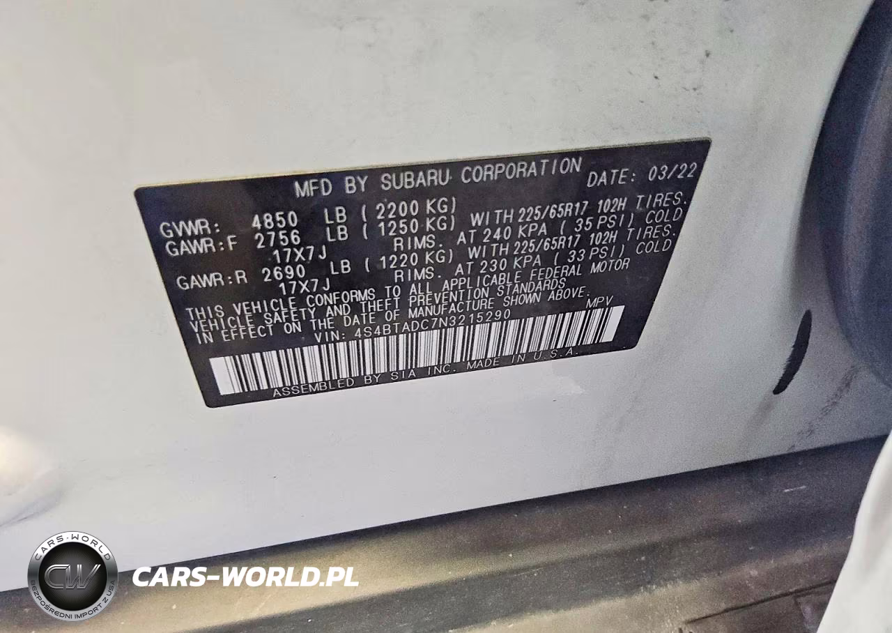2022 Subaru Outback Premium VIN:4S4BTADC7N3215290 - 13