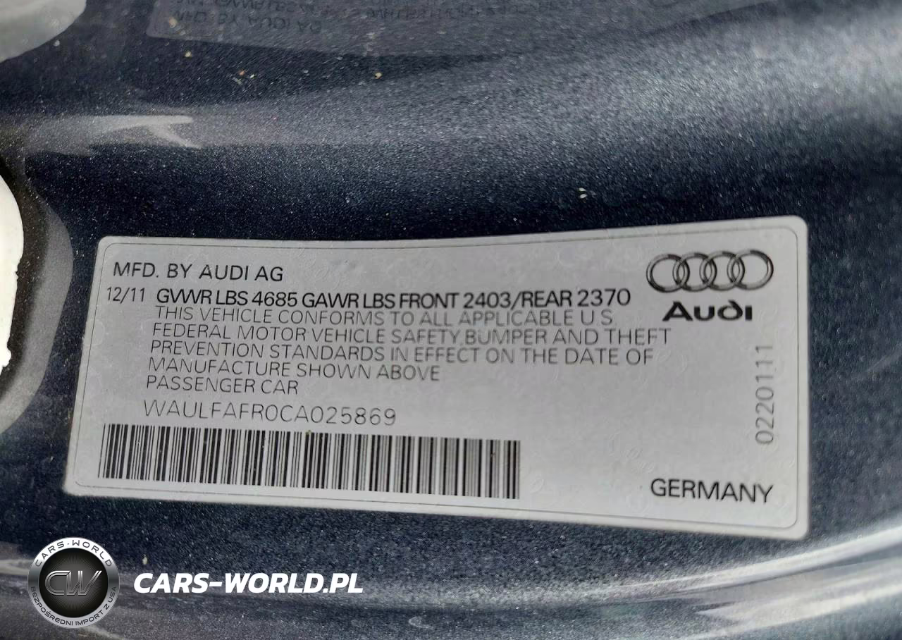 2012 Audi A5 Premium Plus VIN:WAULFAFR0CA025869 - 12