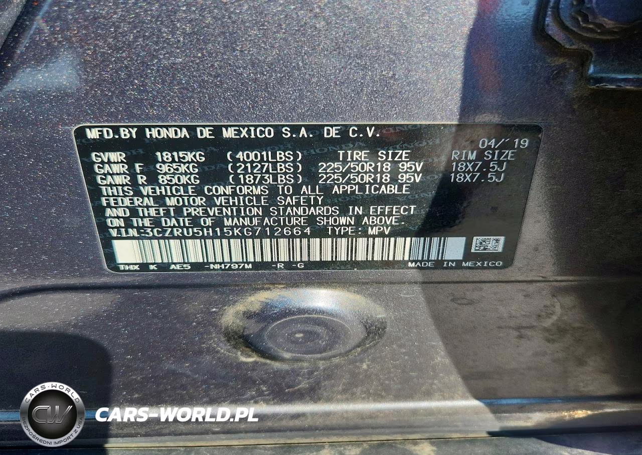 2019 Honda Hr-V Sport VIN:3CZRU5H15KG712664 - 13