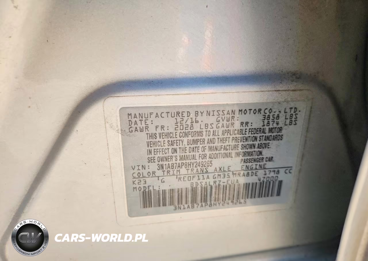 2017 Nissan Sentra Sr VIN:3N1AB7AP8HY249265 - 12