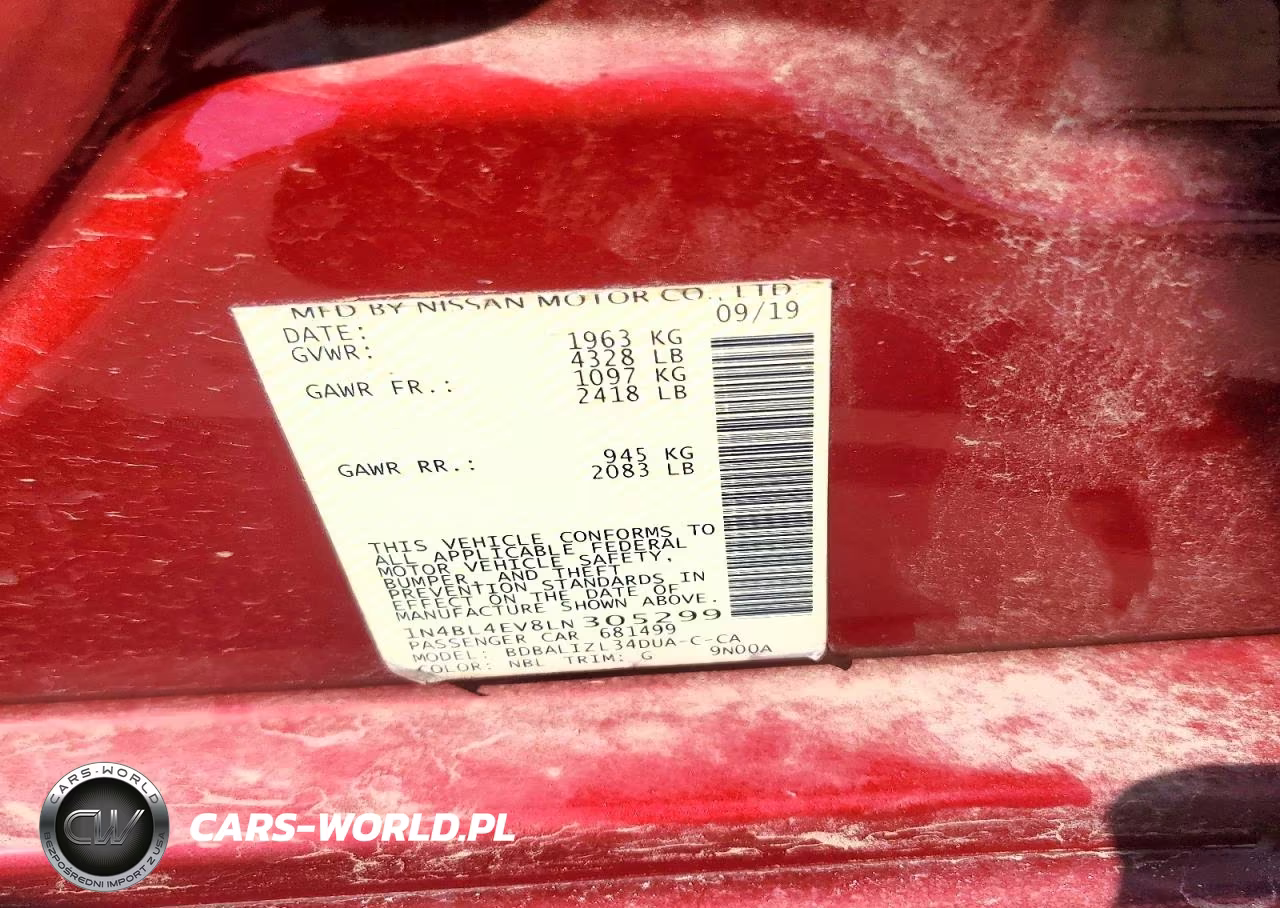 2020 Nissan Altima Sl VIN:1N4BL4EV8LN305299 - 12