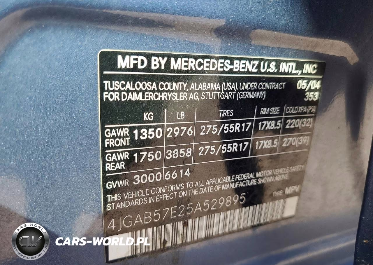 2005 Mercedes-Benz Ml 350 VIN:4JGAB57E25A529895 - 12