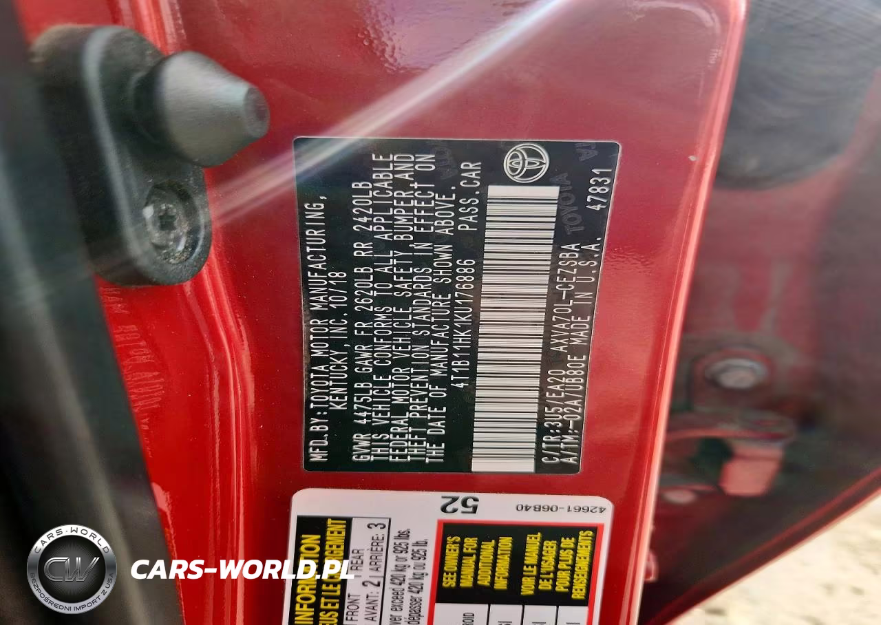 2019 Toyota Camry Se VIN:4T1B11HK1KU176886 - 12