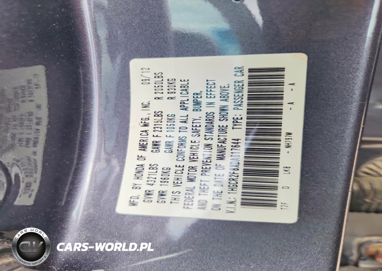 2013 Honda Accord Exl VIN:1HGCR2F8XDA017644 - 12