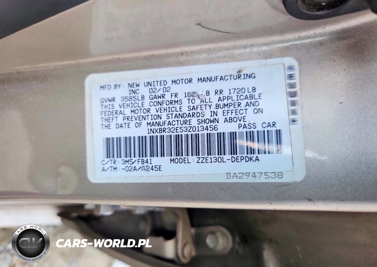 2003 Toyota Corolla Ce VIN:1NXBR32E53Z013456 - 12