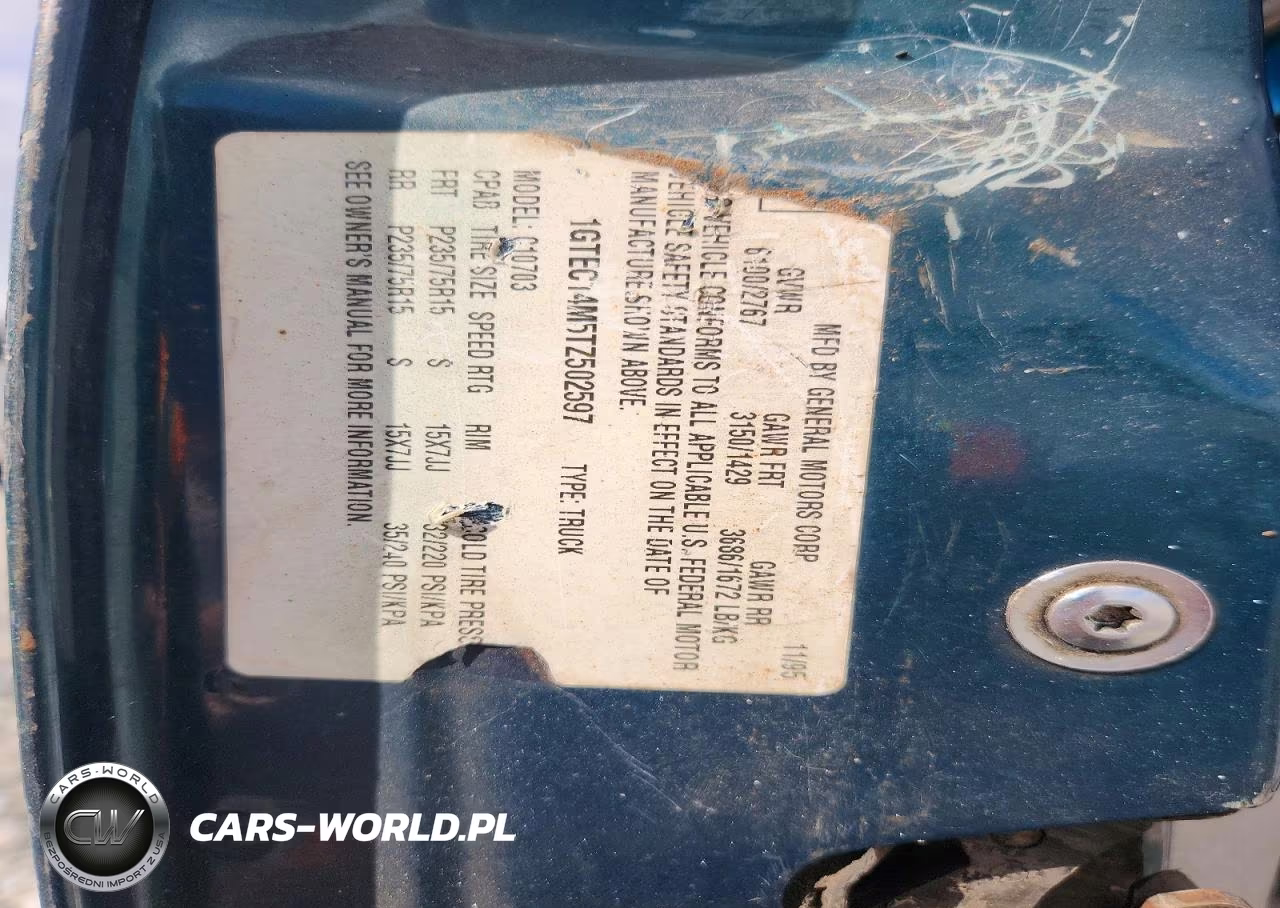 1996 GMC Sierra C1500 VIN:1GTEC14M5TZ502597 - 13