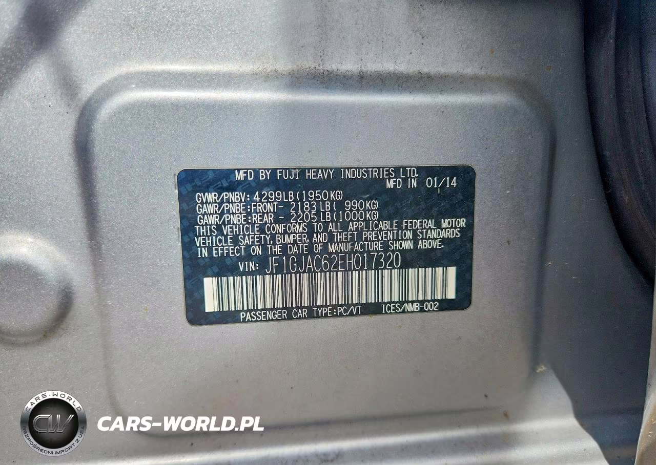 2014 Subaru Impreza Premium VIN:JF1GJAC62EH017320 - 12