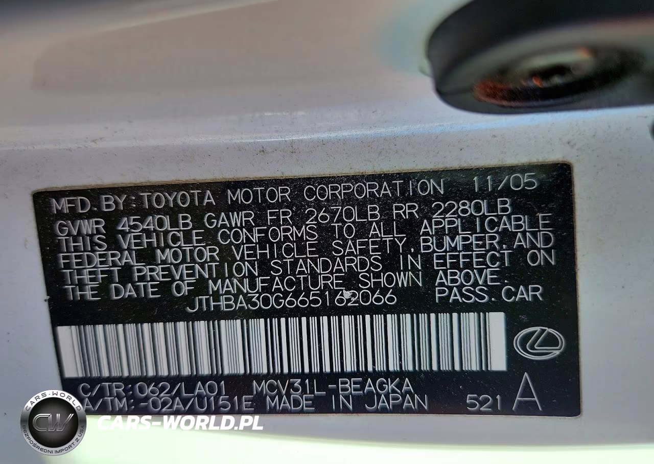 2006 Lexus Es 330 VIN:JTHBA30G665162066 - 12