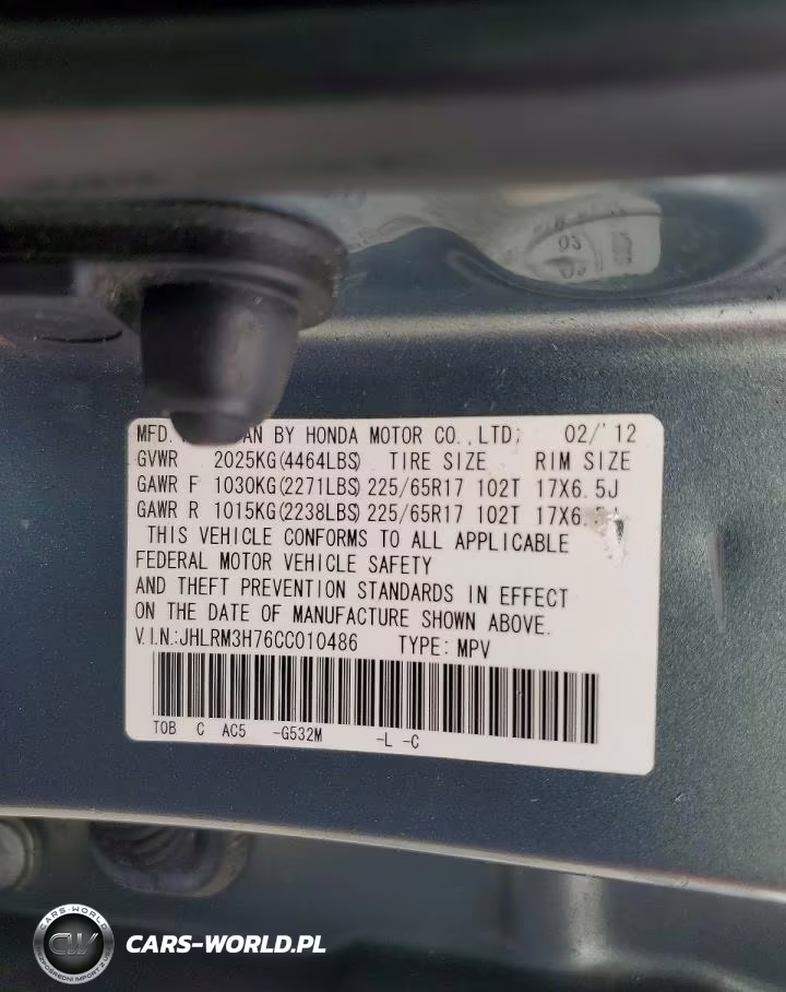 2012 Honda Cr-V Exl VIN:JHLRM3H76CC010486 - 14