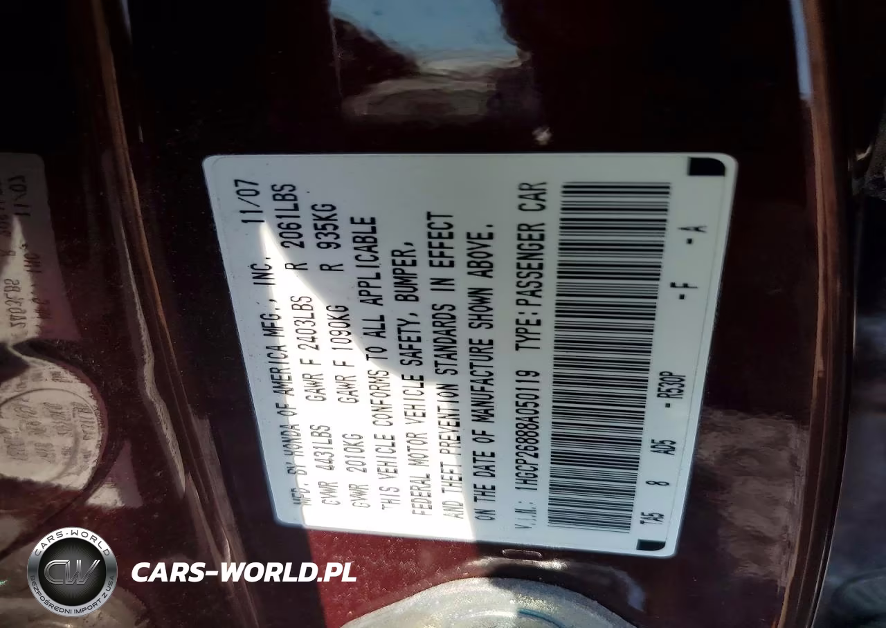 2008 Honda Accord Exl VIN:1HGCP26888A050119 - 12