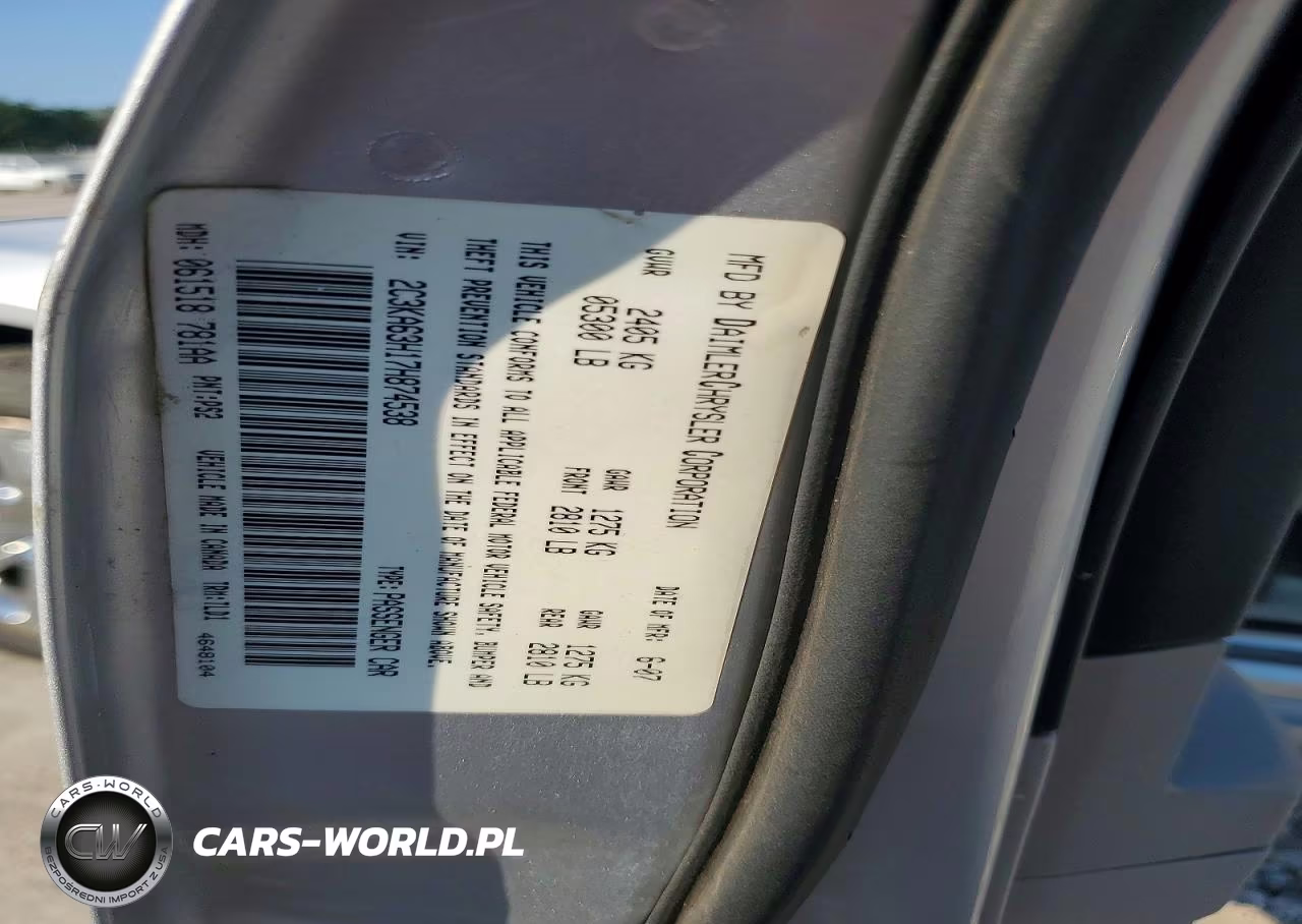 2007 Chrysler 300C VIN:2C3KA63H17H874538 - 12
