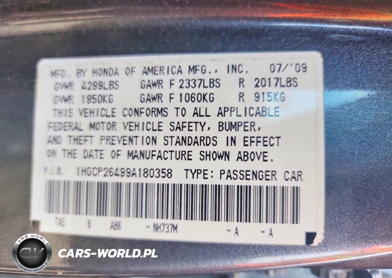 2009 Honda Accord Lxp VIN:1HGCP26499A180358 - 13