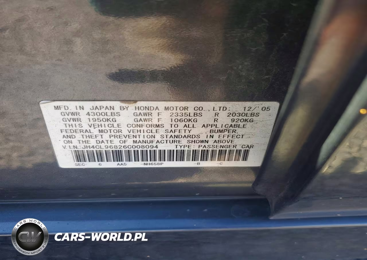 2006 Acura Tsx VIN:JH4CL96826C008094 - 13