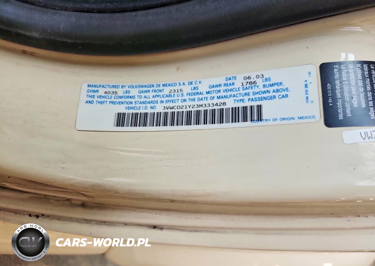 2003 Volkswagen New Beetle Gls VIN:3VWCD21Y23M333428 - 13