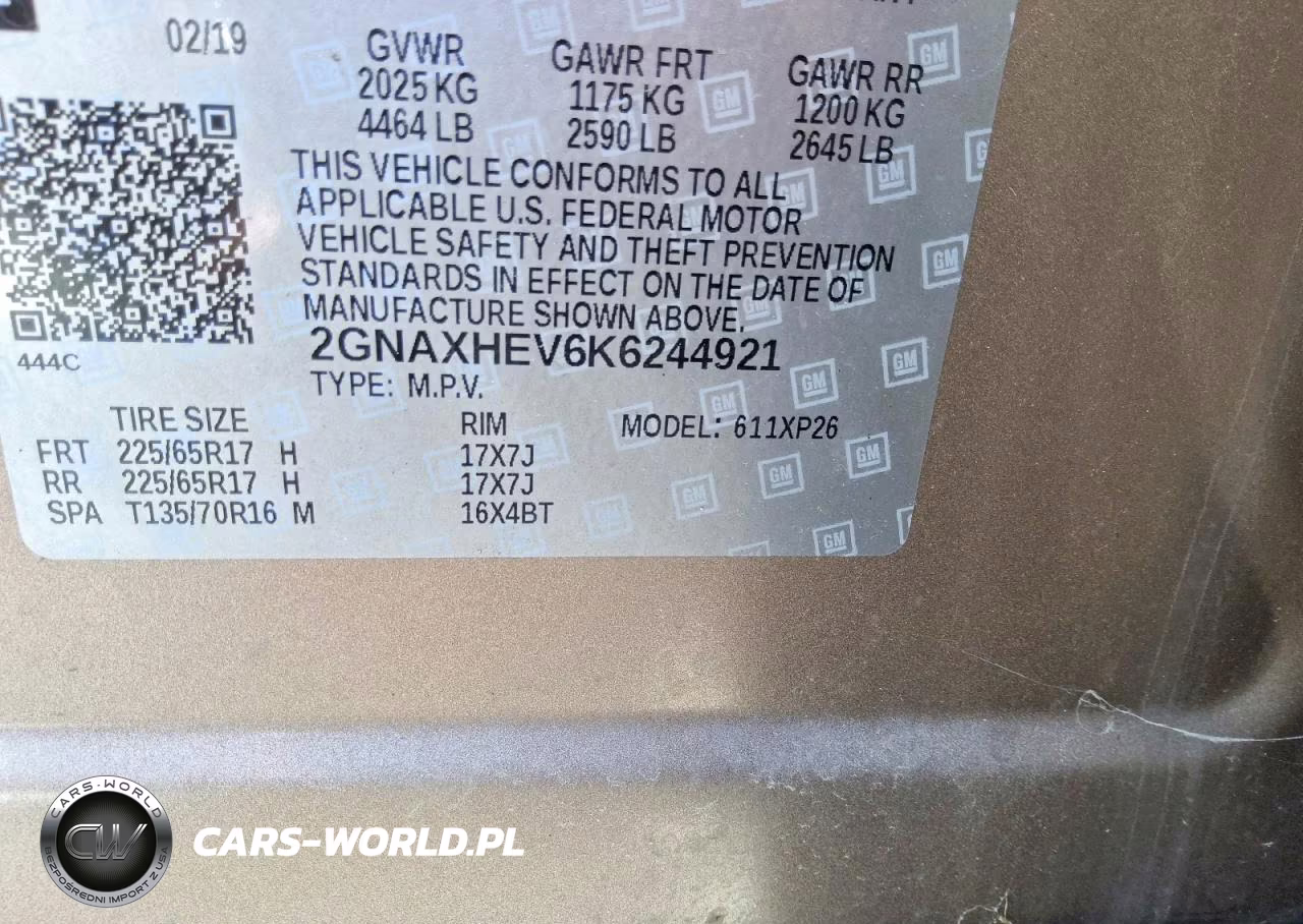 2019 Chevrolet Equinox Ls VIN:2GNAXHEV6K6244921 - 13