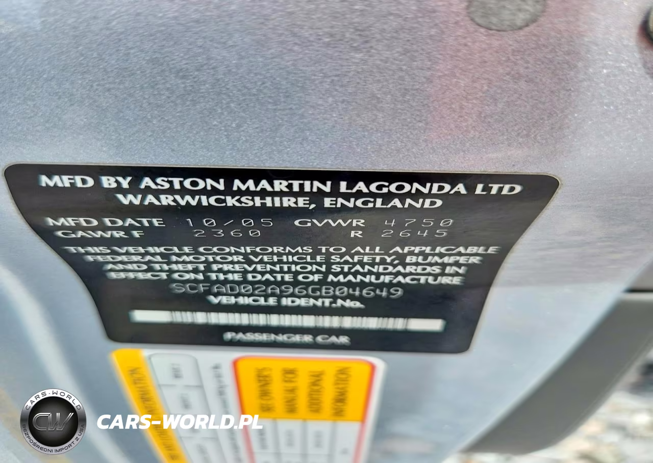2006 Aston Martin Db9 Volante VIN:SCFAD02A96GB04649 - 12