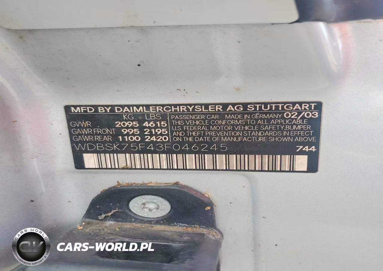 2003 Mercedes-Benz Sl 500R VIN:WDBSK75F43F046245 - 12
