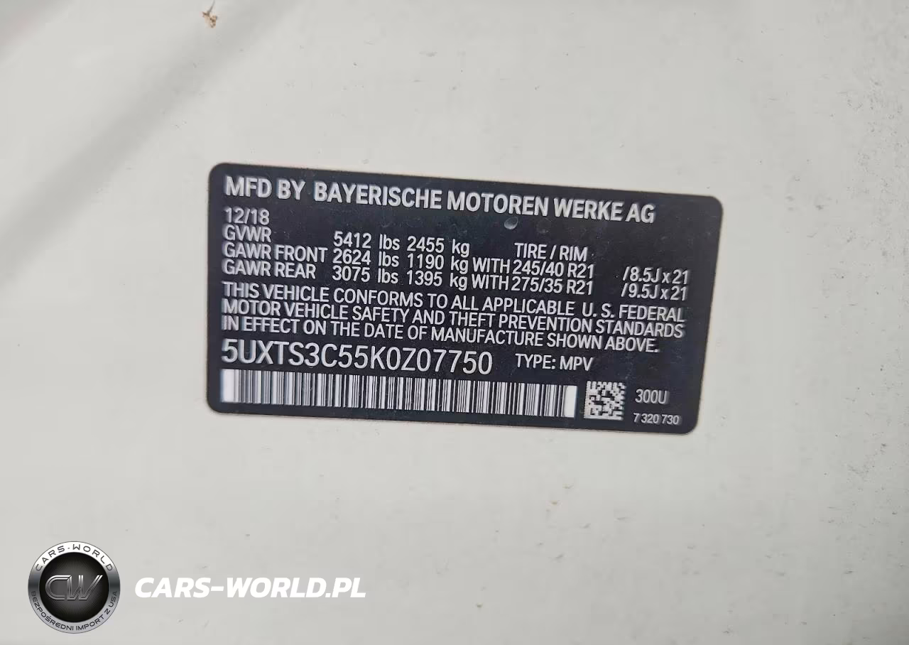 2019 BMW X3 xDrivem40I VIN:5UXTS3C55K0Z07750 - 13