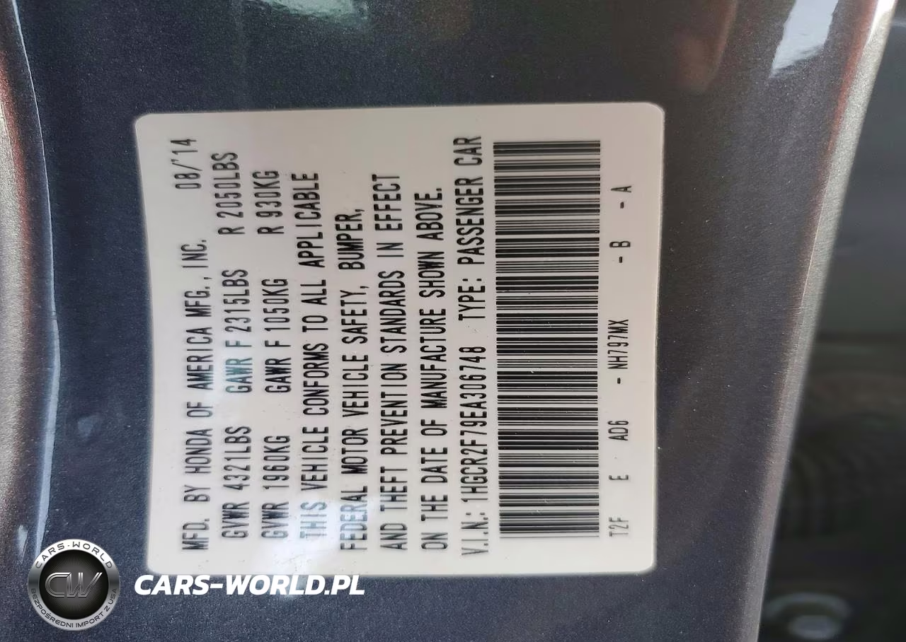 2014 Honda Accord Ex VIN:1HGCR2F79EA306748 - 12
