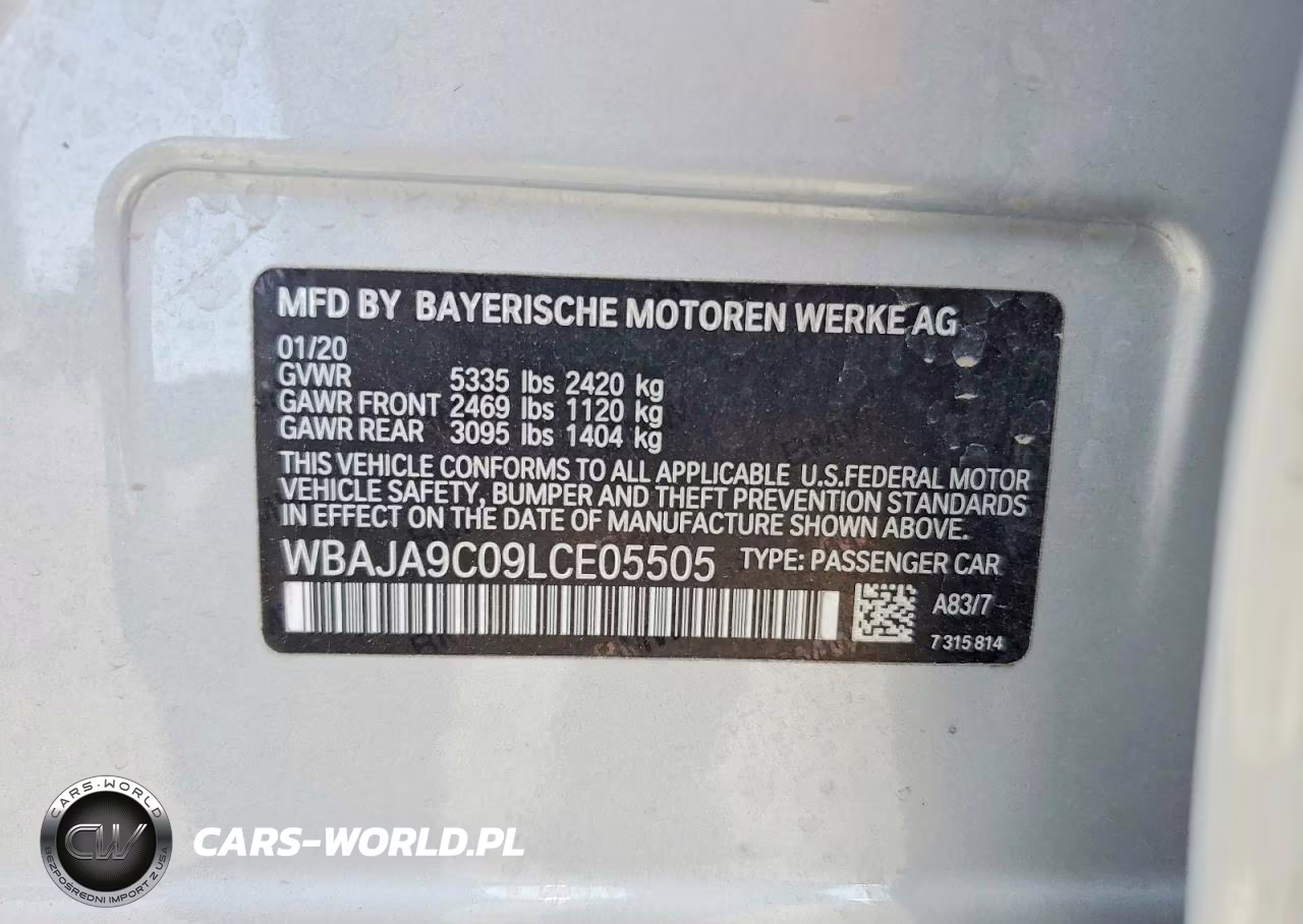2020 BMW 530E VIN:WBAJA9C09LCE05505 - 12