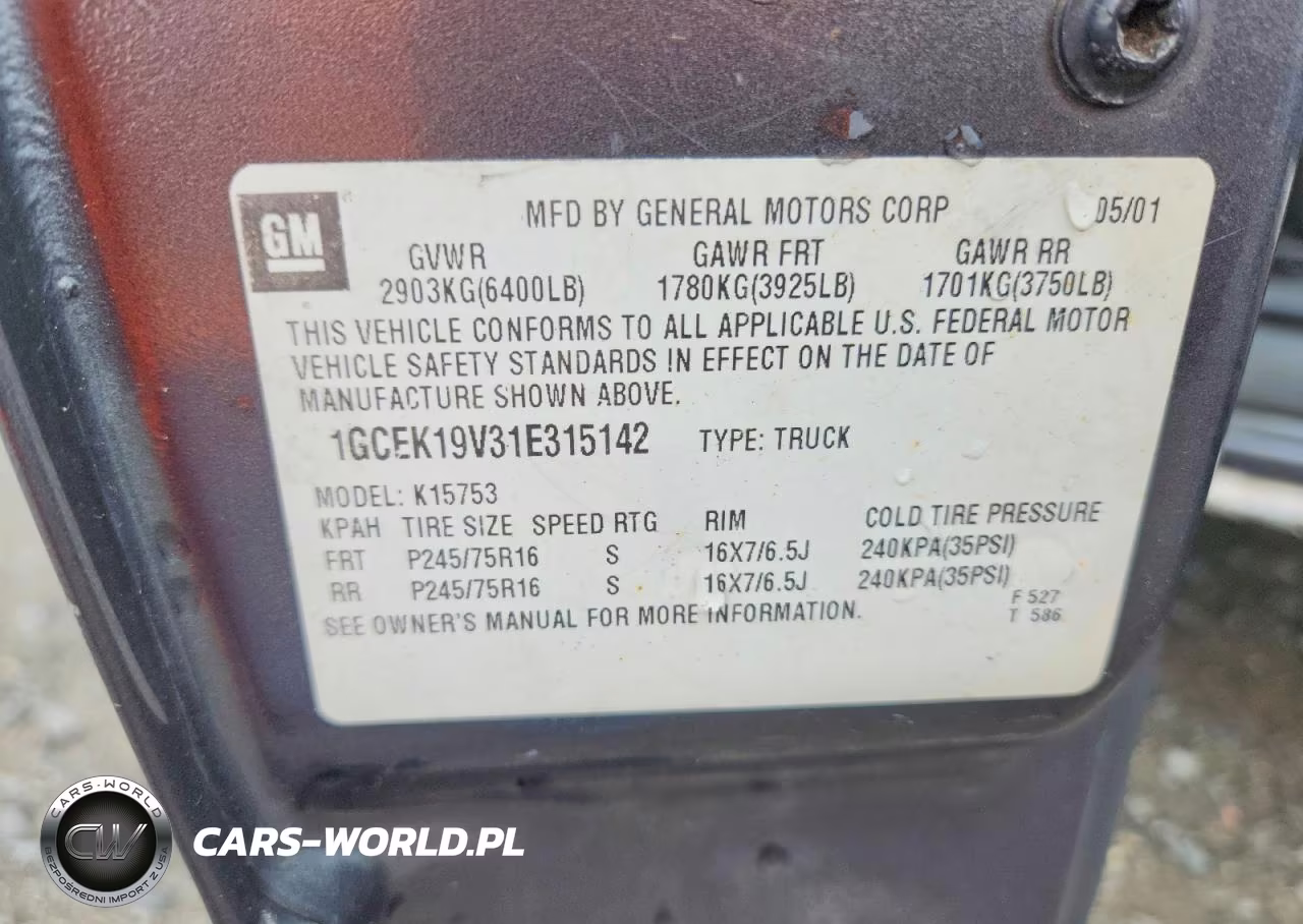 2001 Chevrolet Silverado K1500 VIN:1GCEK19V31E315142 - 12