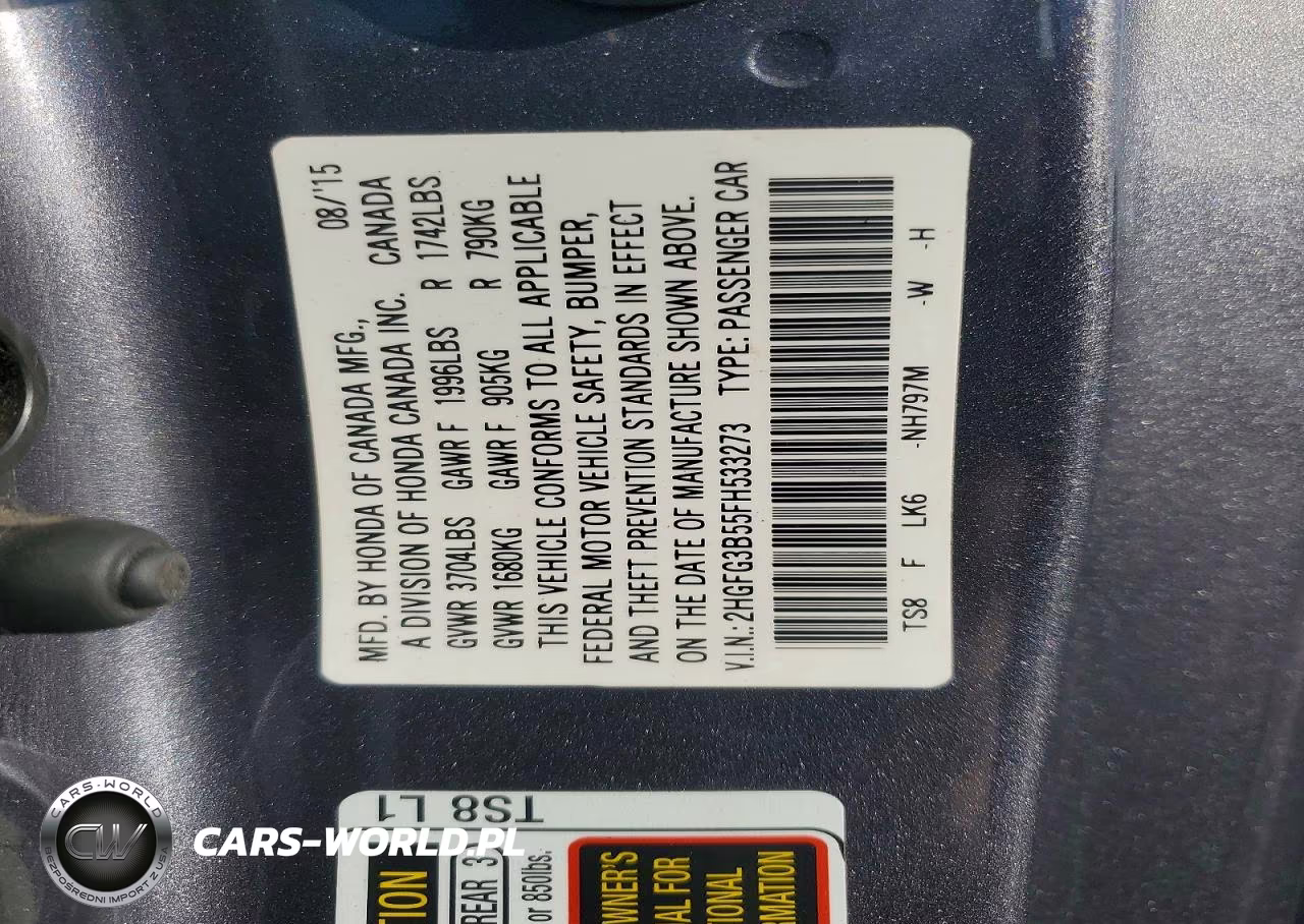 2015 Honda Civic Lx VIN:2HGFG3B55FH533273 - 13