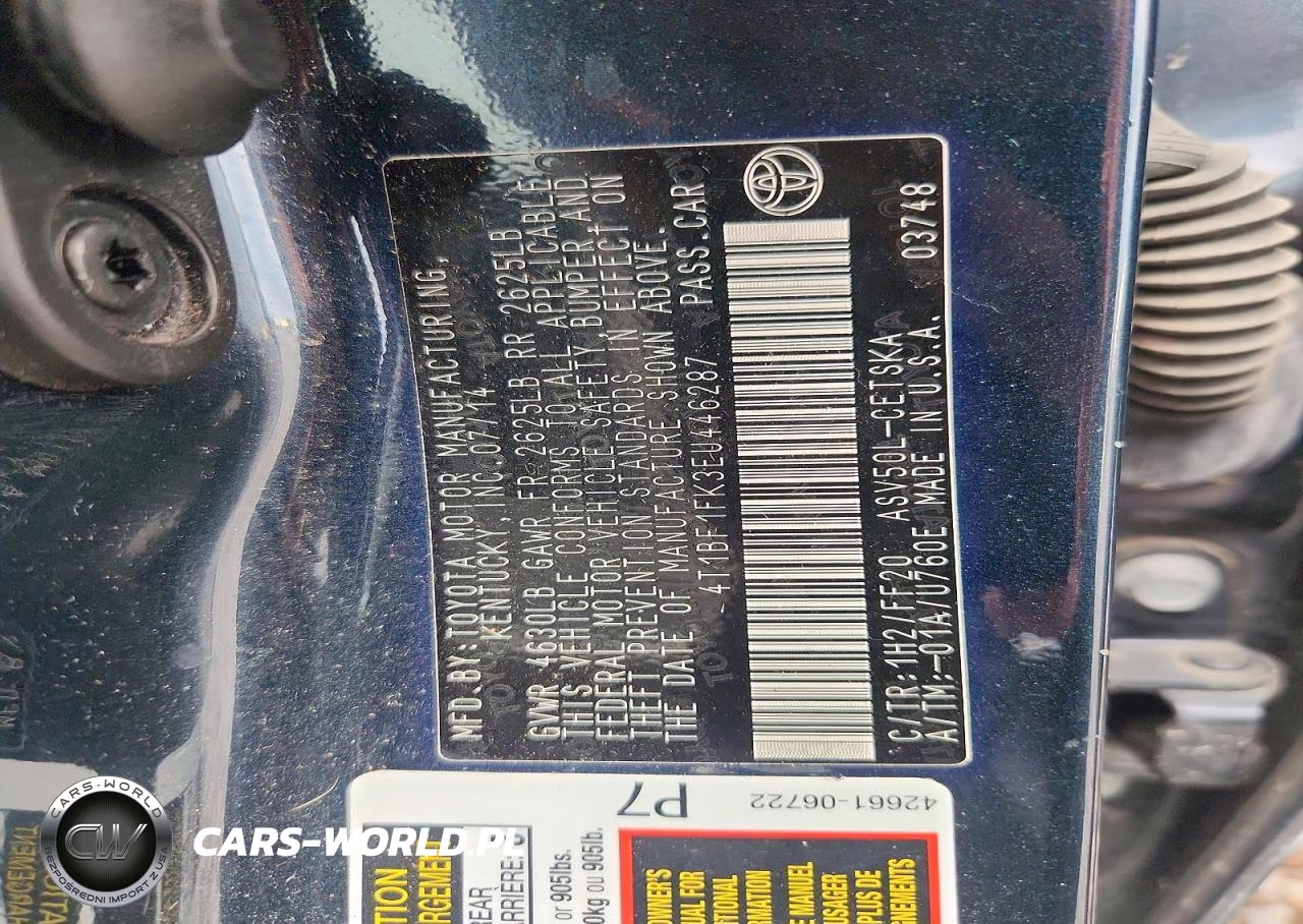 2014 Toyota Camry Se VIN:4T1BF1FK3EU446287 - 12