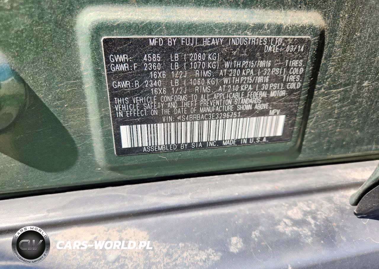 2014 Subaru Outback 2.5I VIN:4S4BRBAC3E3296751 - 13