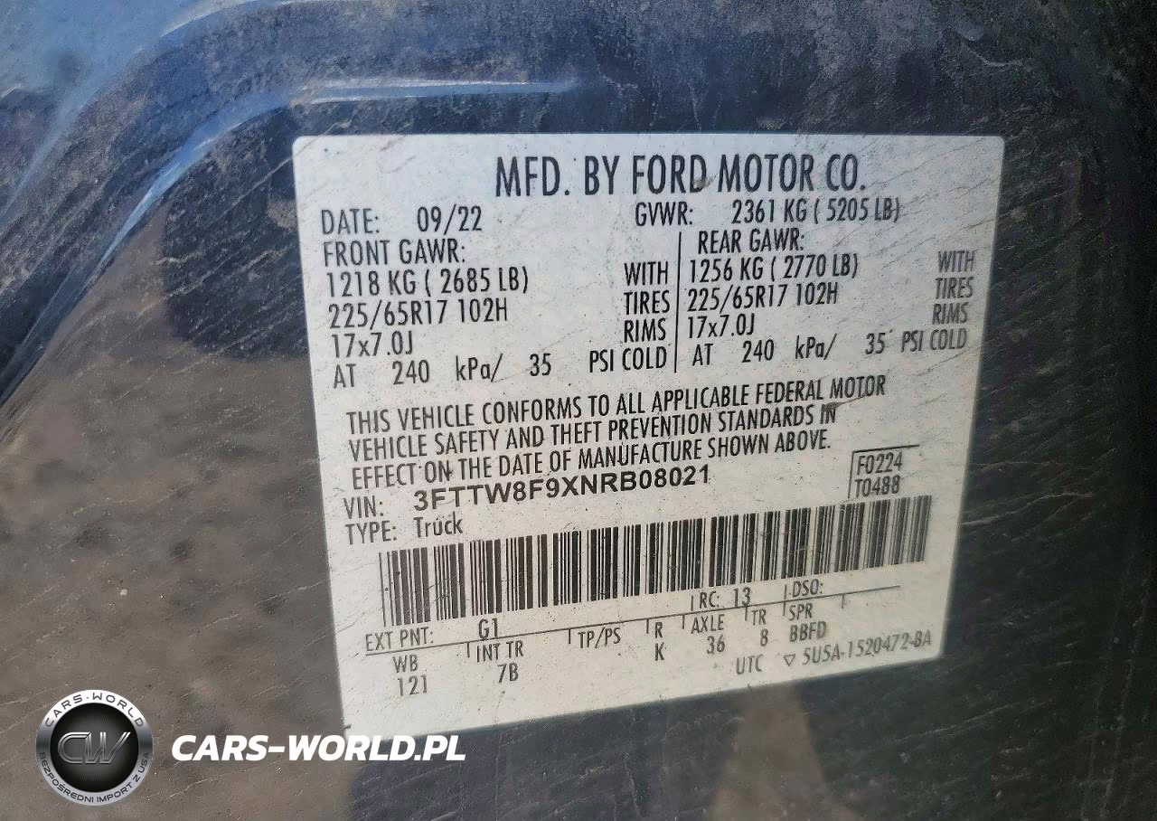 2022 Ford Maverick Xl VIN:3FTTW8F9XNRB08021 - 12