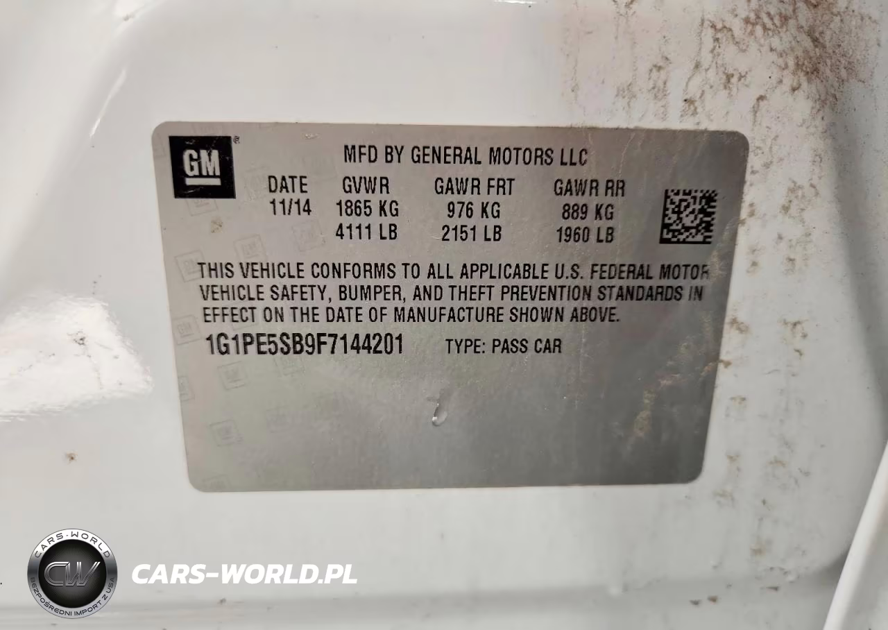 2015 Chevrolet Cruze Lt VIN:1G1PE5SB9F7144201 - 13