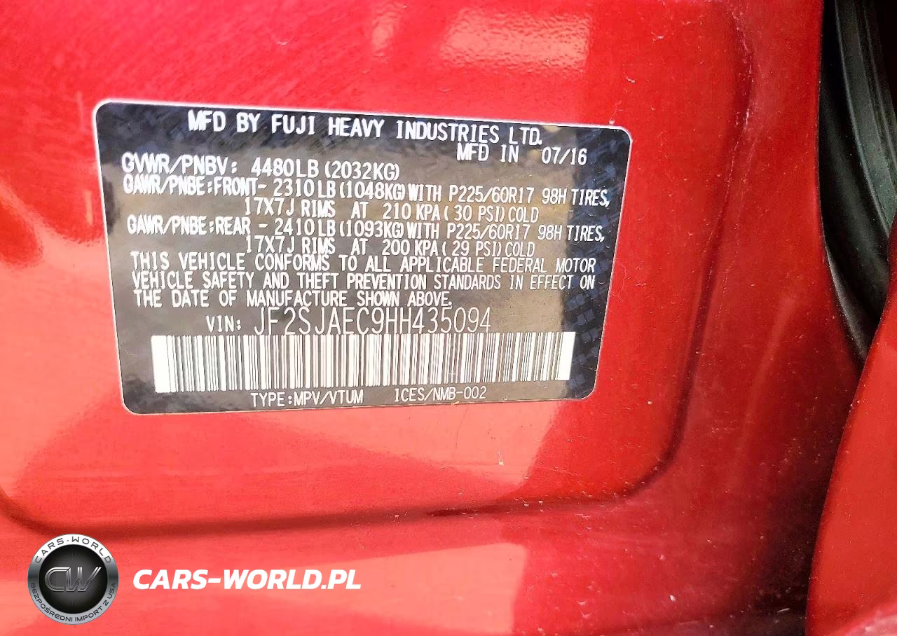 2017 Subaru Forester 2.5I Premium VIN:JF2SJAEC9HH435094 - 13