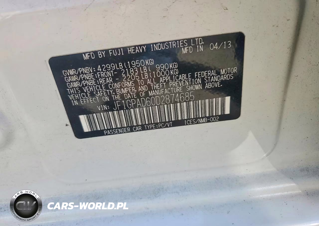 2013 Subaru Impreza Premium VIN:JF1GPAD60D2874685 - 12