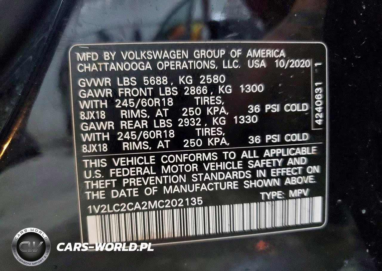 2021 Volkswagen Atlas Cross Sport Se VIN:1V2LC2CA2MC202135 - 13