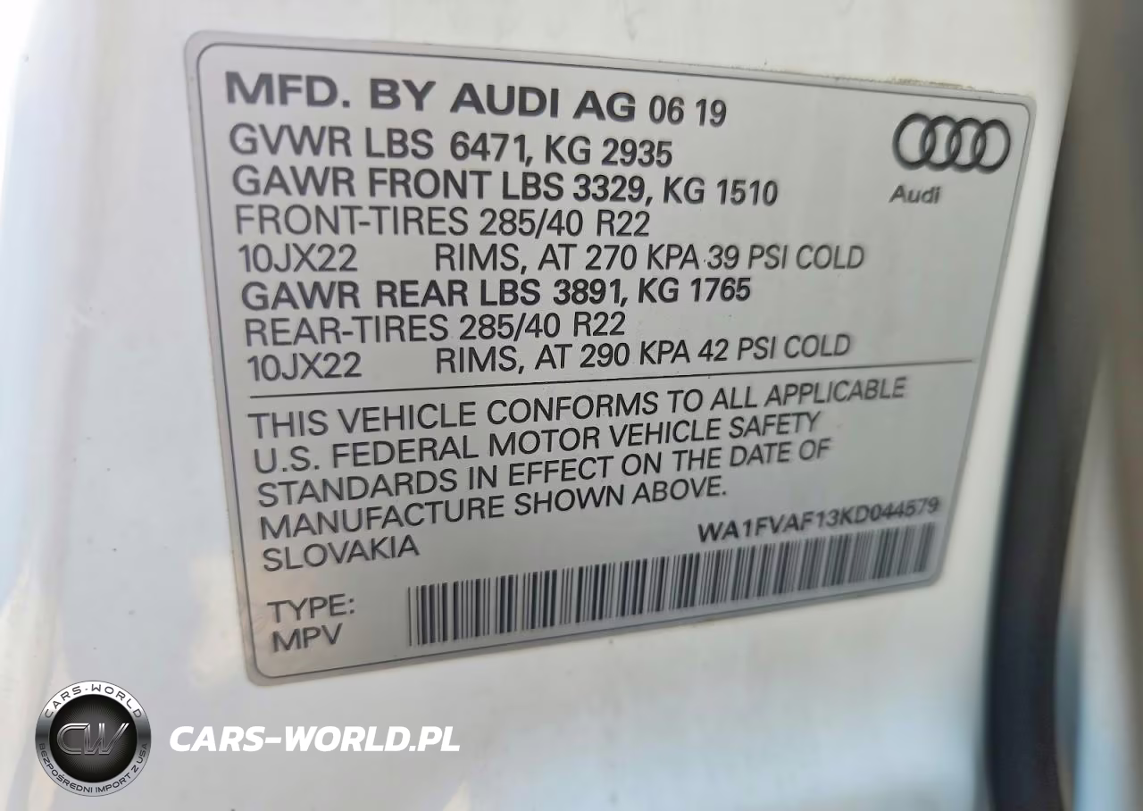 2019 Audi Q8 Prestige S-Line VIN:WA1FVAF13KD044579 - 12