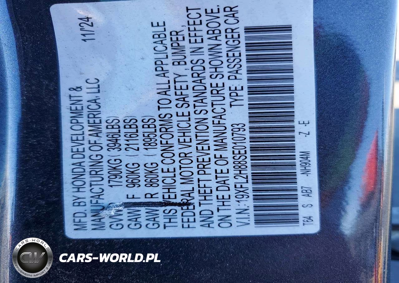 2025 Honda Civic Sport VIN:19XFL2H88SE010793 - 12