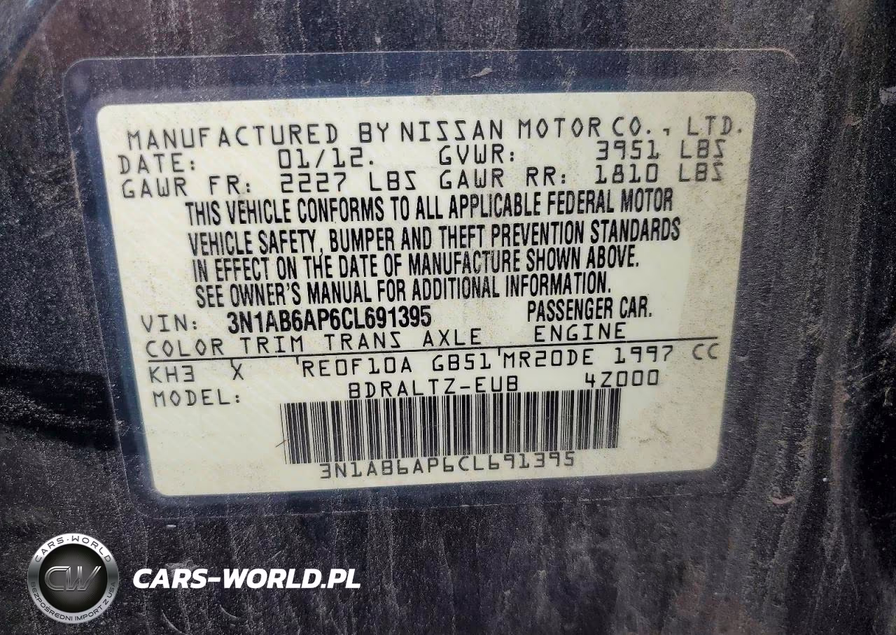 2012 Nissan Sentra 2.0 VIN:3N1AB6AP6CL691395 - 12