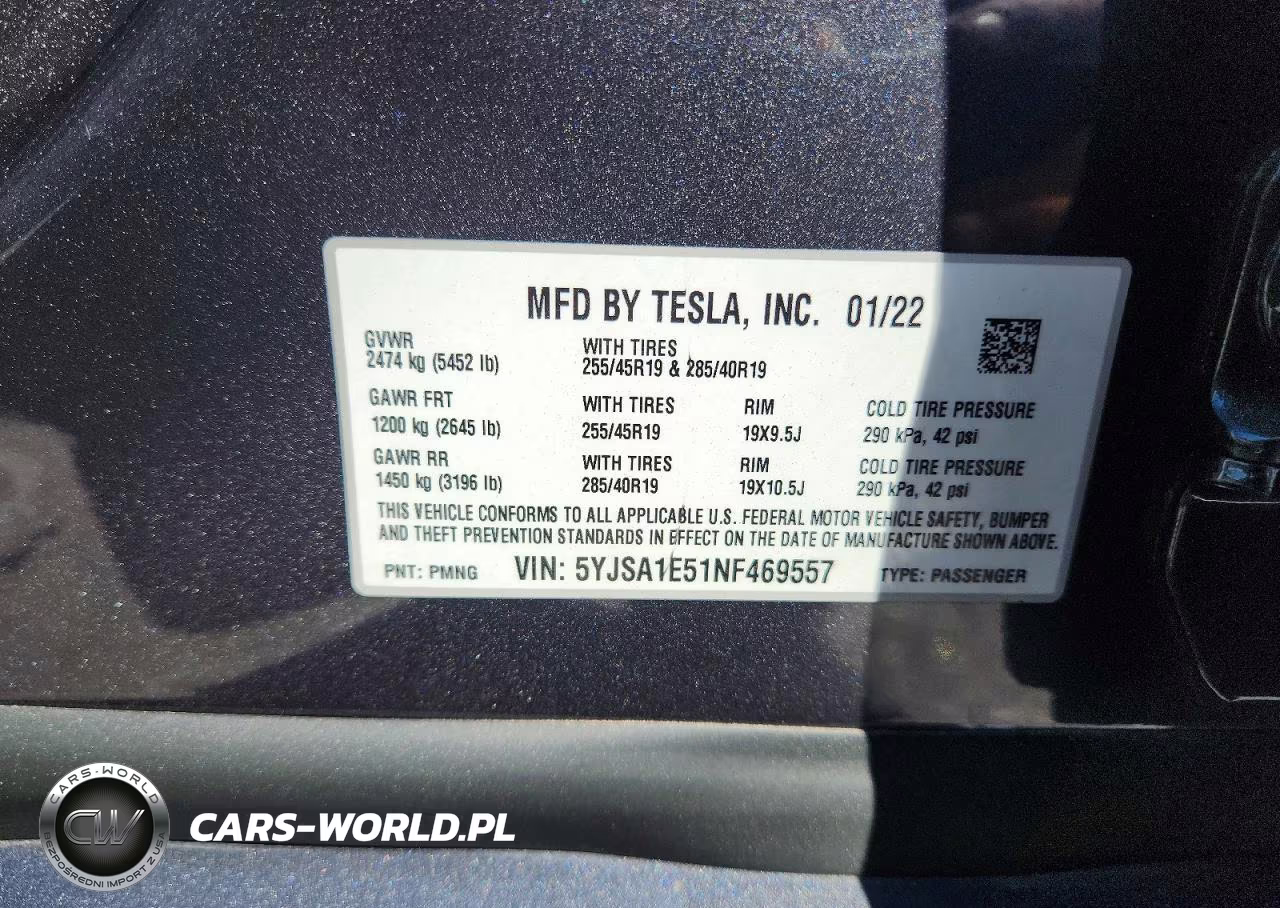 2022 Tesla Model S VIN:5YJSA1E51NF469557 - 13