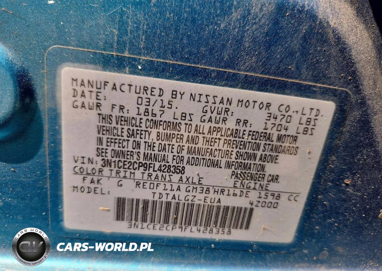 2015 Nissan Versa Note Sr VIN:3N1CE2CP9FL428358 - 12