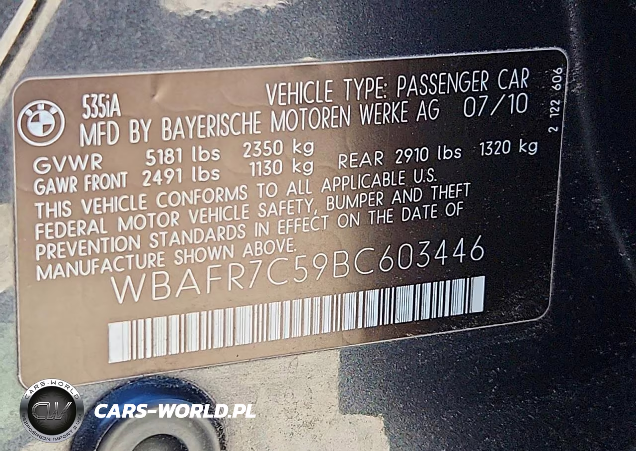 2011 BMW 535 I VIN:WBAFR7C59BC603446 - 12