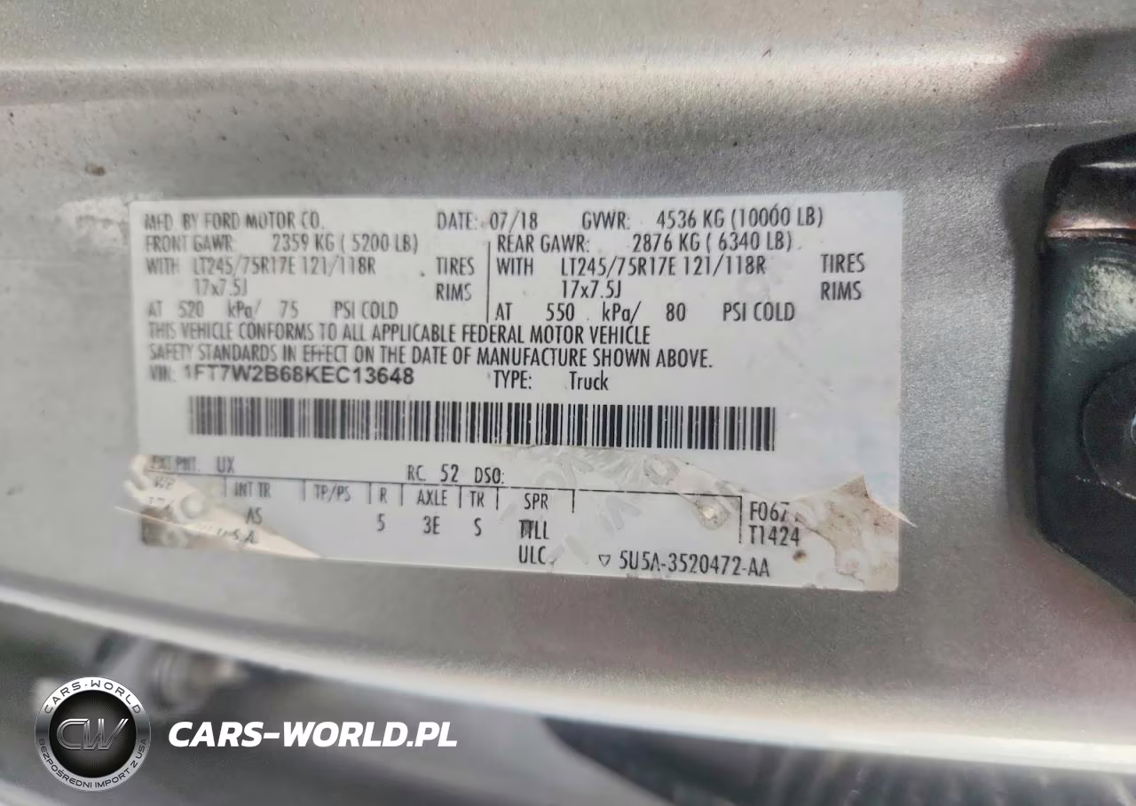 2019 Ford F250 Super Duty VIN:1FT7W2B68KEC13648 - 12
