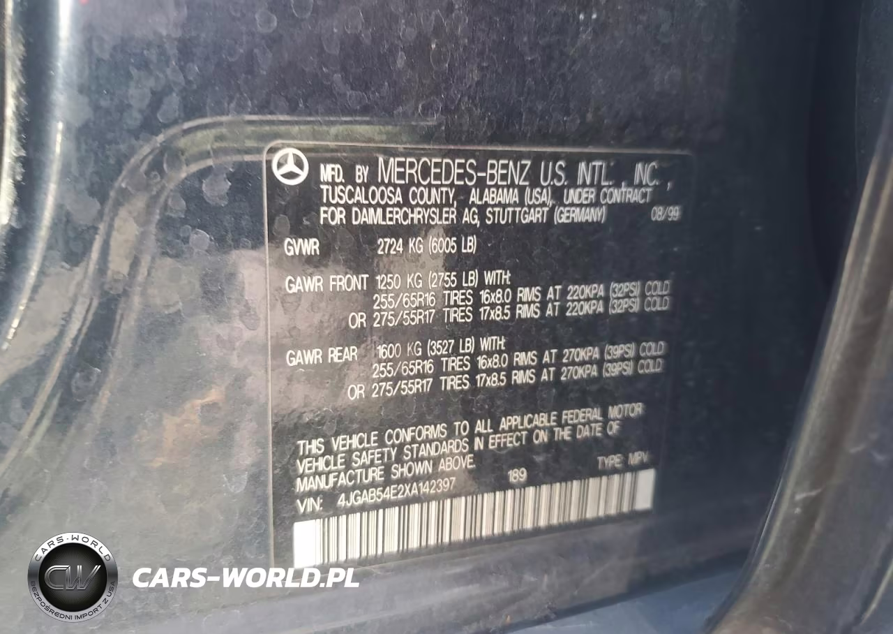1999 Mercedes-Benz Ml 320 VIN:4JGAB54E2XA142397 - 13