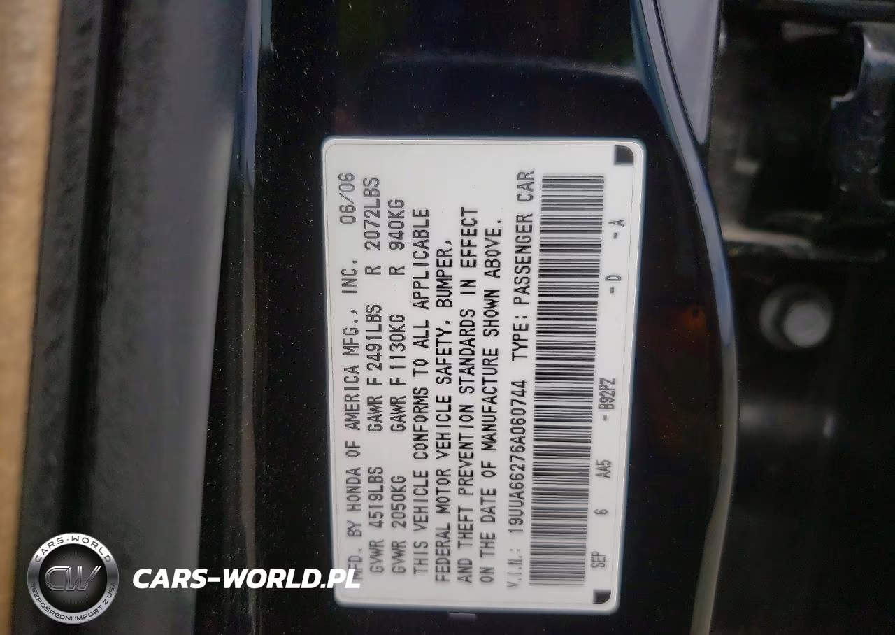 2006 Acura 3.2Tl VIN:19UUA66276A060744 - 12