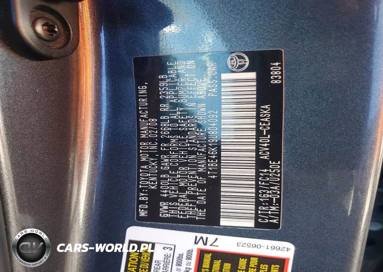 2009 Toyota Camry Se VIN:4T1BE46K19U804092 - 12