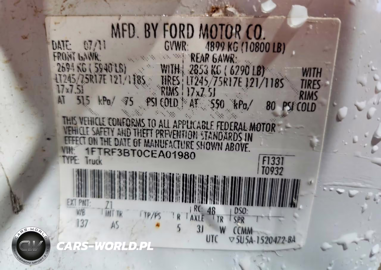 2012 Ford F350 Super Duty VIN:1FTRF3BT0CEA01980 - 12