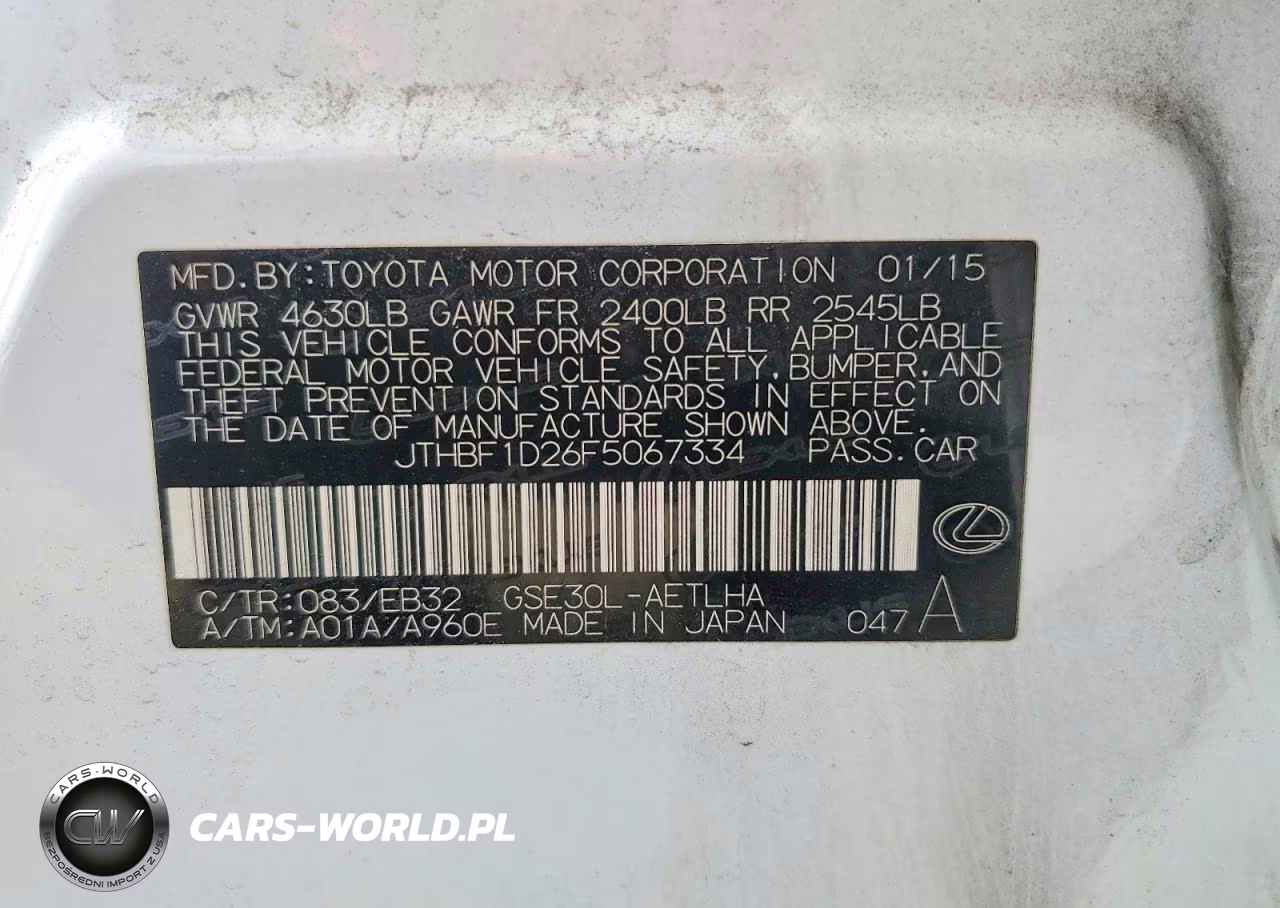2015 Lexus Is 250 VIN:JTHBF1D26F5067334 - 12