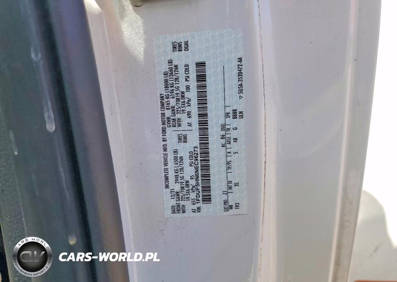 2022 Ford F550 Super Duty VIN:1FDUF5HN6NEC96273 - 13